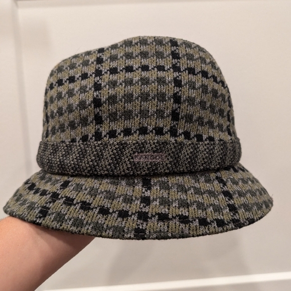 KANGOL Green and Black Checkered Tweed Bucket Hat - Picture 11 of 11